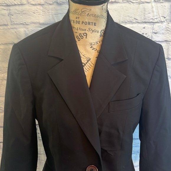 Vintage Trina Turk Blazer One Button Black Size 8 Pockets Fitted - Picture 2 of 10